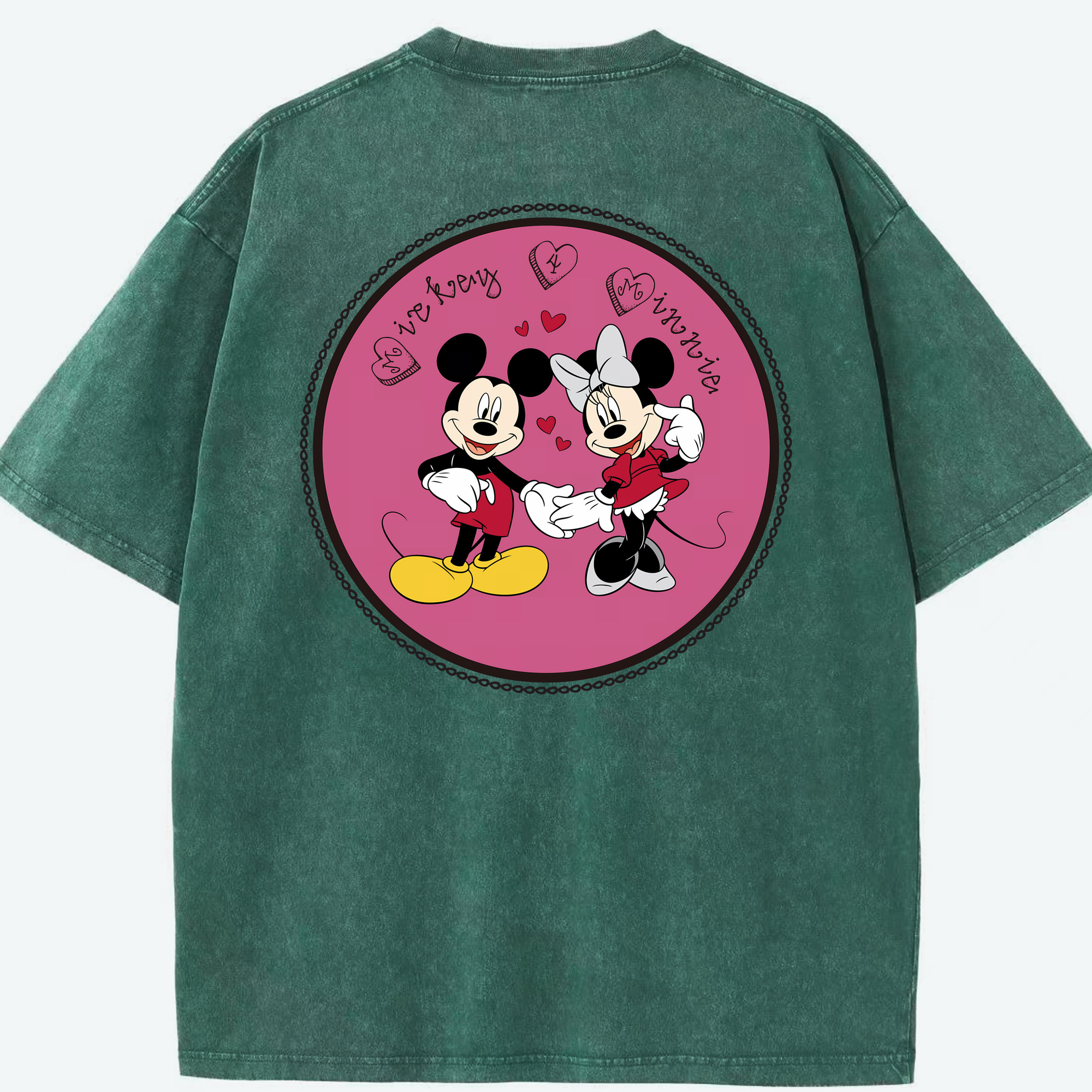 （画像用） ミッキーマウス Mickey Mouse 綿100% ヴィンテージ風 半袖Tシャツ（背面プリント）